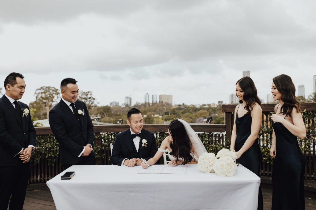 Victoria Park wedding ceremony signing