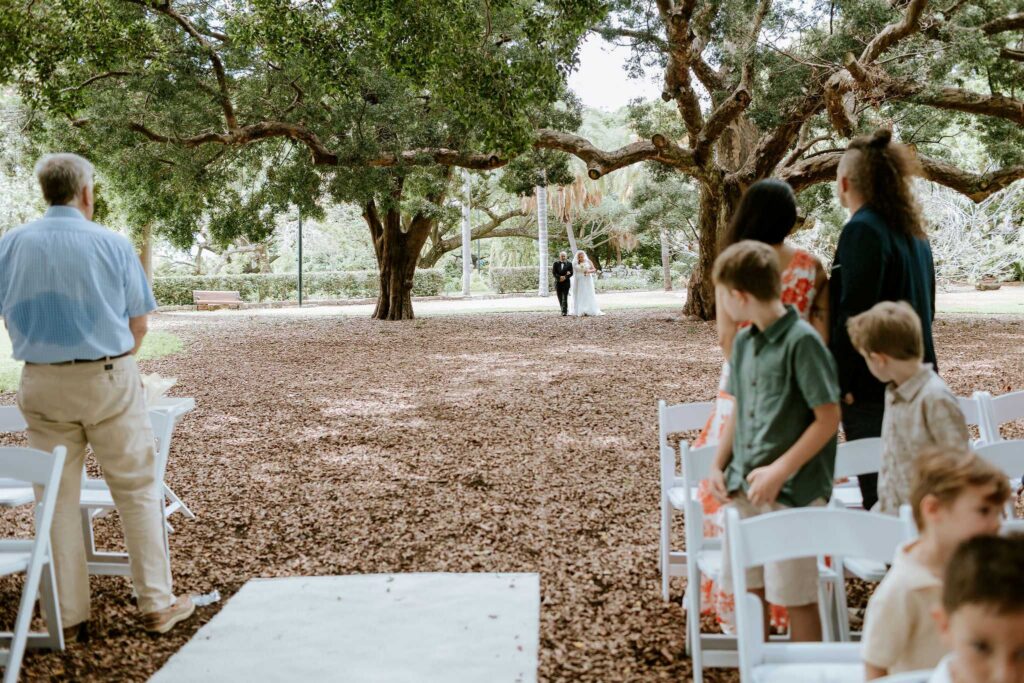 wedding arrival bride City Botanical gardens Brisbane