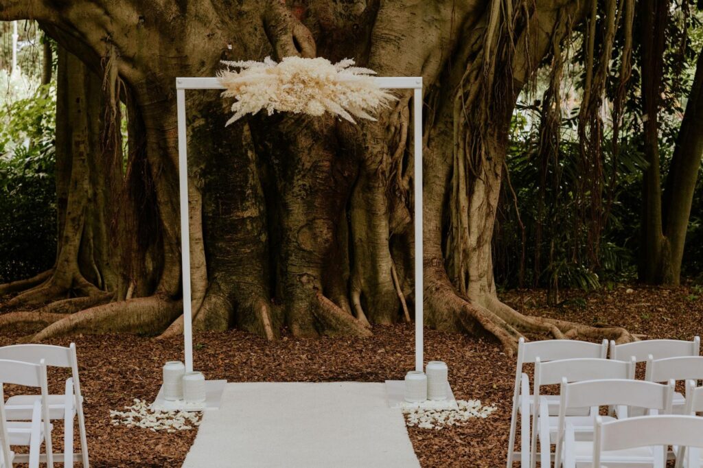 ceremony arch with dried flowers