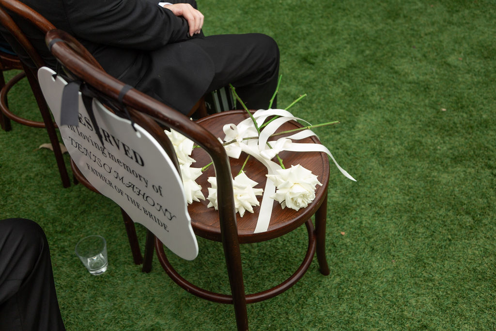 wedding guest memory chair with flowers