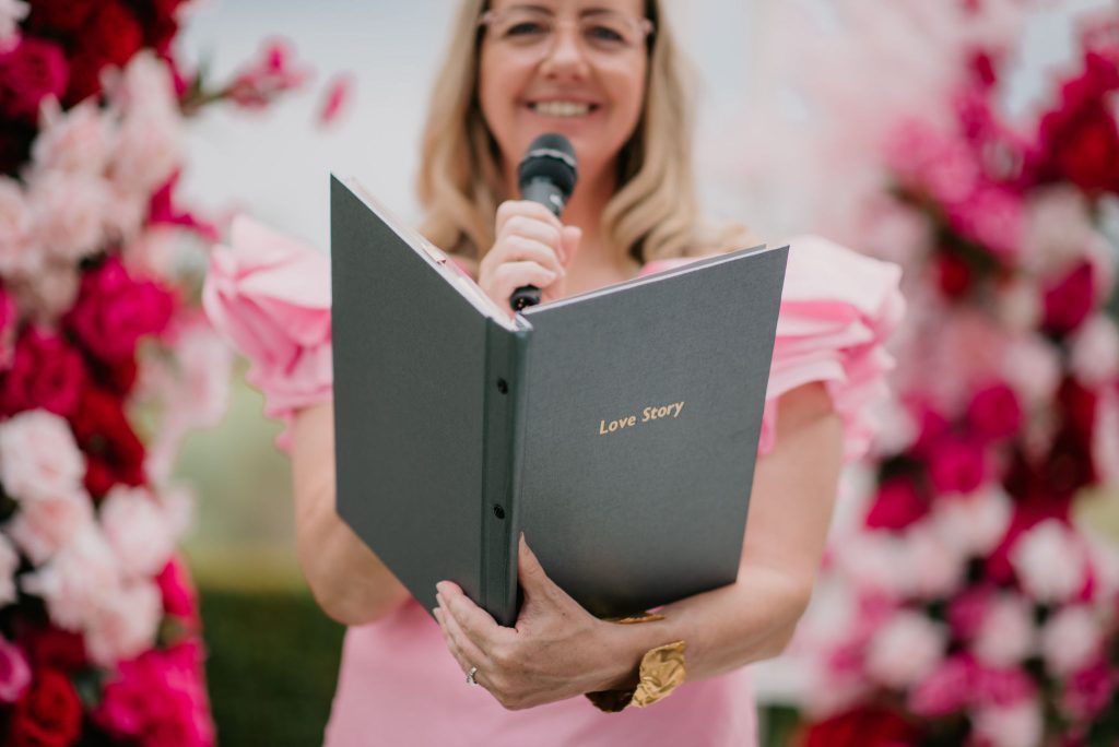 Celebrant sharing a love story while keeping the focus on the couple and not making the ceremony about herself